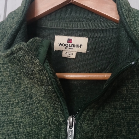 Woolrich Mens Green Pullover Sweater 1/4 Zip Size Large - Picture 2 of 6